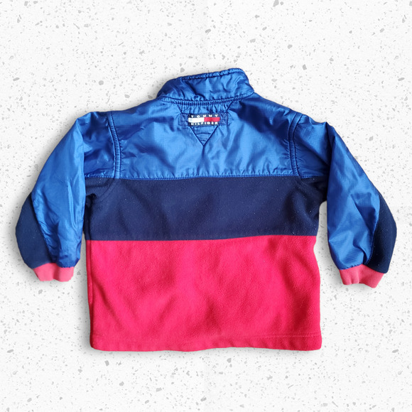 VTG Early Y2k Tommy Hilfiger Colorblock Full Zip Fleece Jacket Sz 18-24M - Picture 2 of 6